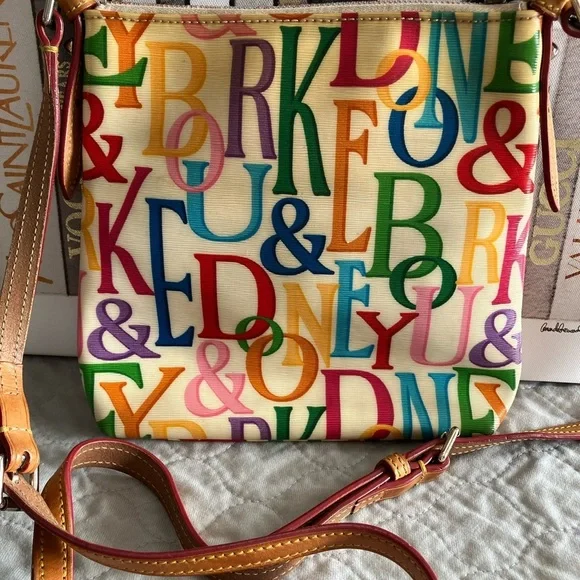DOONEY & BOURKE Vintage Letter Carrier Crossbody. 8.5”x9”. Rainbow zippers. - Picture 2 of 12